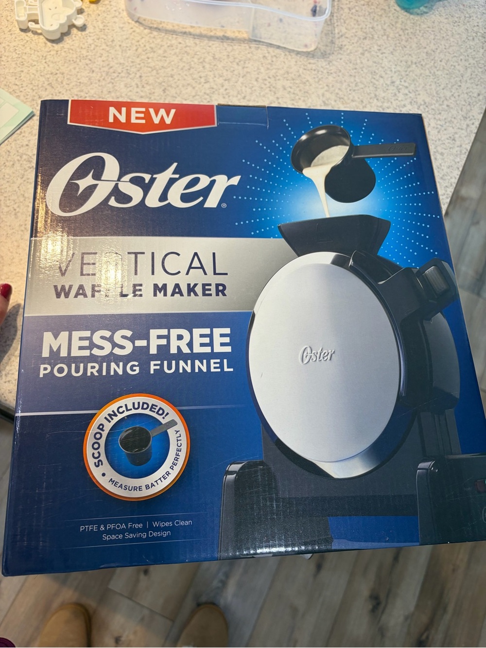 Oster Vertical Waffle Maker in Silver and Black